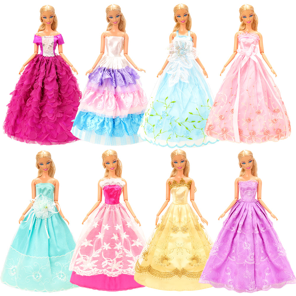 BARWA 10 dresses with 17 accessories handmade doll clothing and accessories wedding party dresses, suitable for 11.5-inch dolls