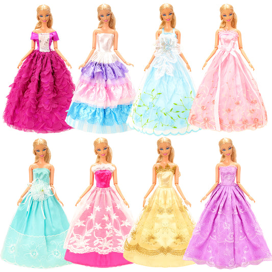 BARWA 10 dresses with 17 accessories handmade doll clothing and accessories wedding party dresses, suitable for 11.5-inch dolls