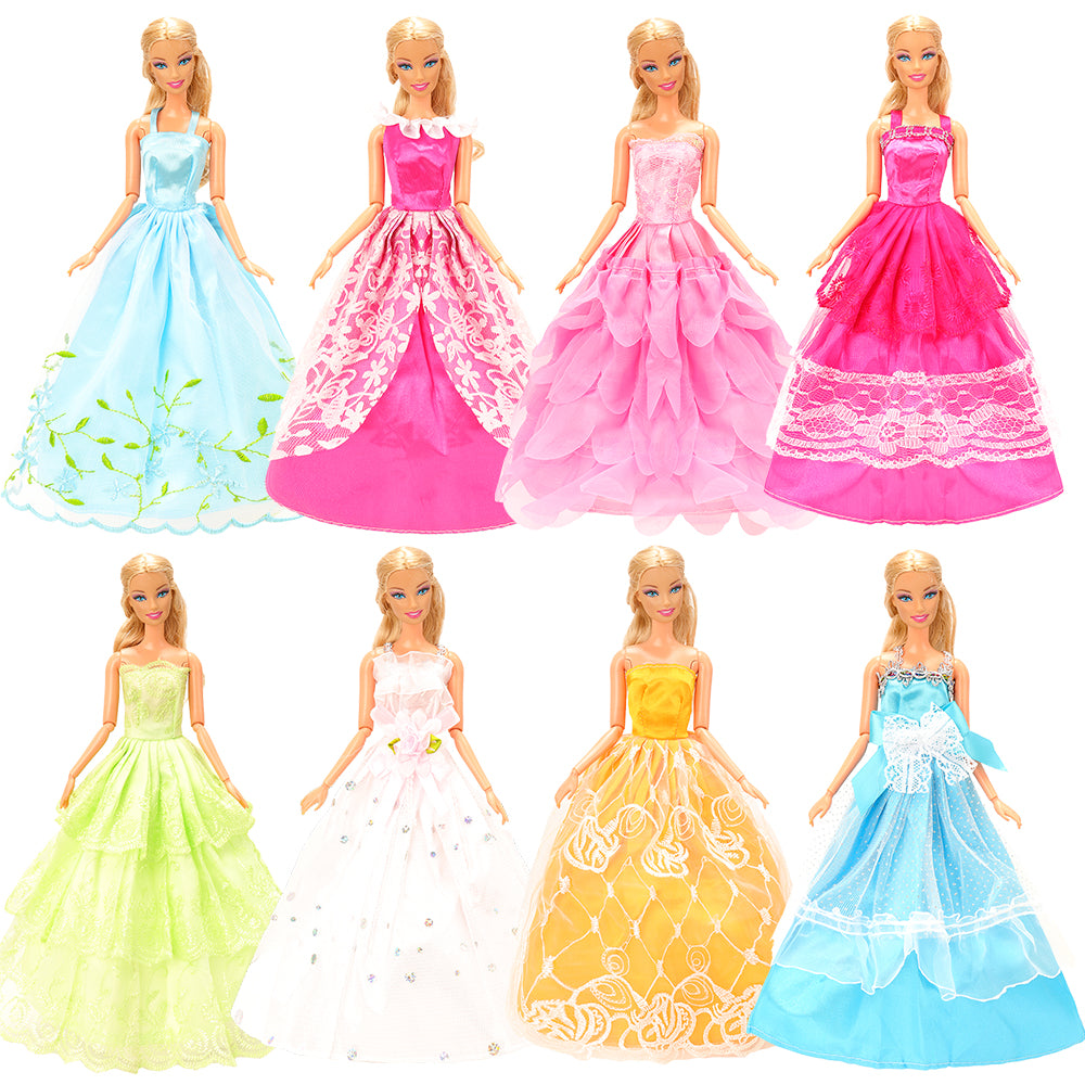 BARWA 10 dresses with 17 accessories handmade doll clothing and accessories wedding party dresses, suitable for 11.5-inch dolls