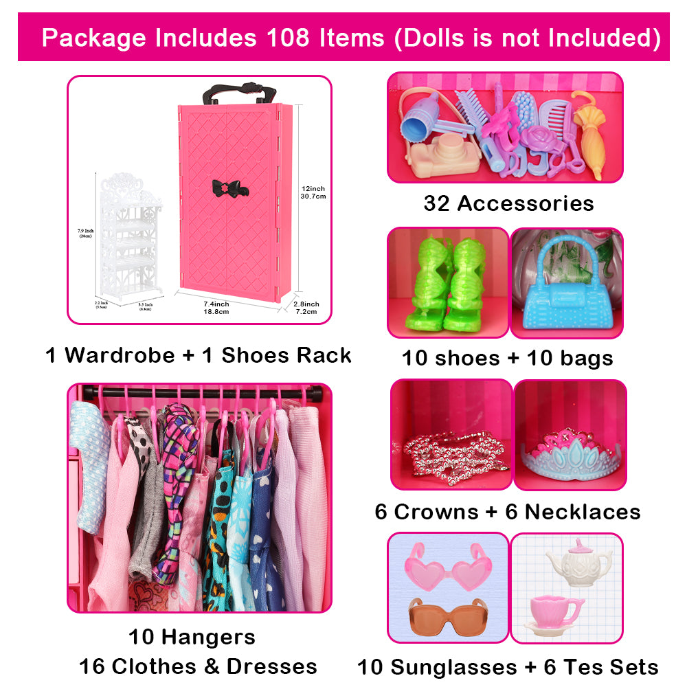 BARWA Fashion Wardrobe Wardrobe 107 Doll Accessories Christmas Gifts