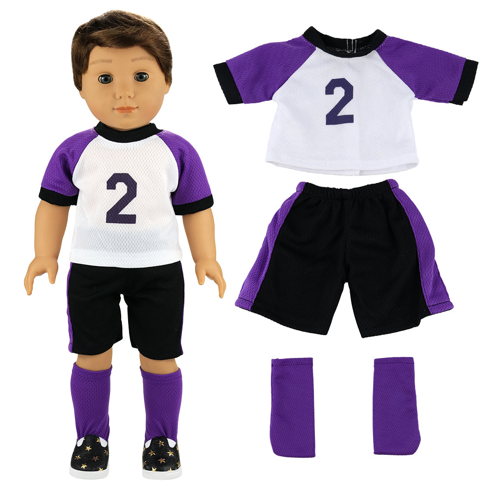 BARWA Boy Doll Costume 5-piece Boy Doll Costume 2 Pairs of Shoes 1 Pair of Glasses Suitable for 18-inch Boy Doll Costume