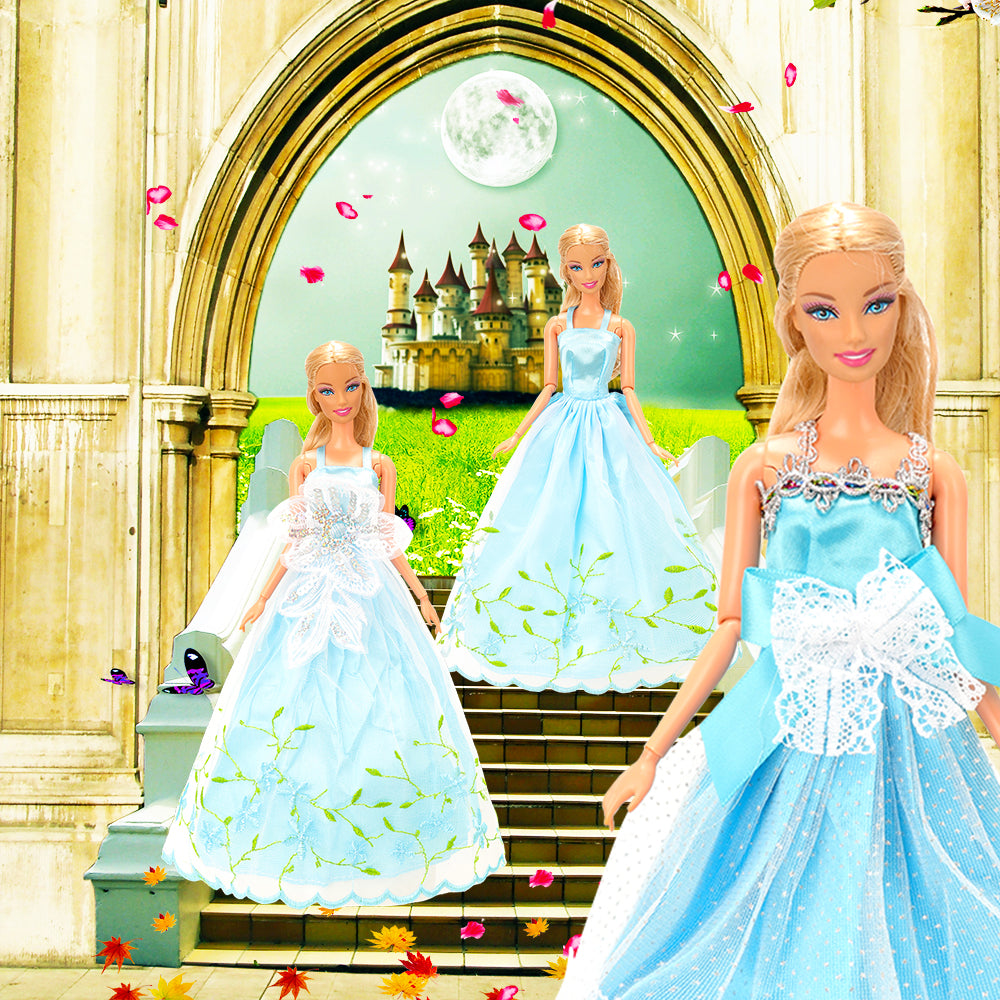 BARWA 10 dresses with 17 accessories handmade doll clothing and accessories wedding party dresses, suitable for 11.5-inch dolls